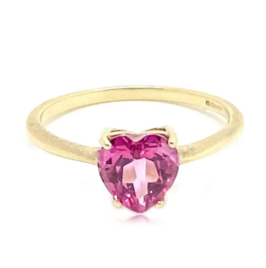 Pink Tourmaline Heart 9ct Gold Ring - Mayveda Jewelry