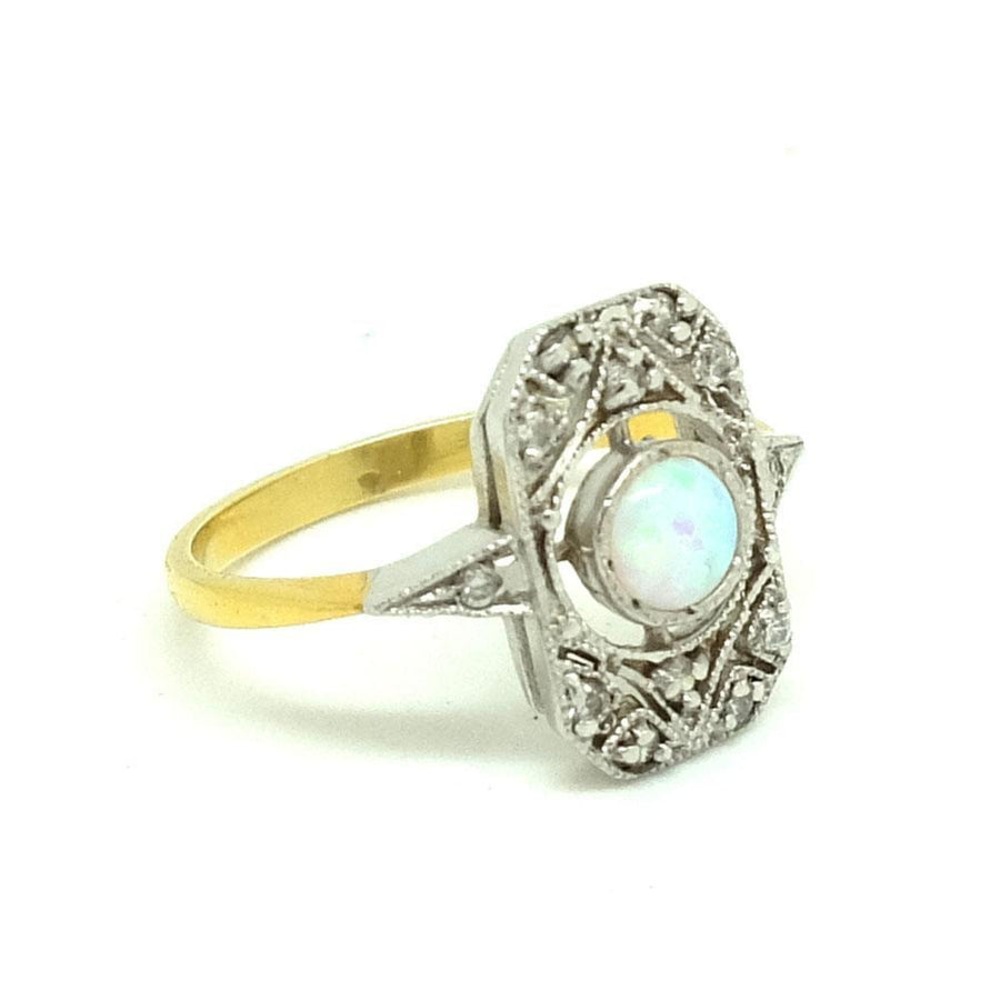 RESERVED - MAI - Modern Art Deco Style Opal Silver Ring