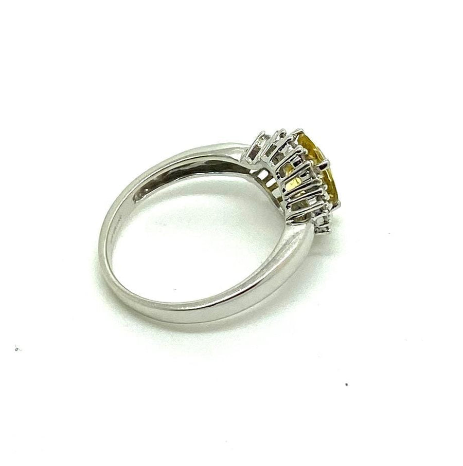 Yellow Sapphire Diamond 9ct White Gold Ring
