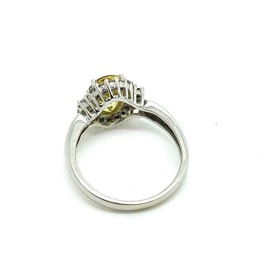Yellow Sapphire Diamond 9ct White Gold Ring
