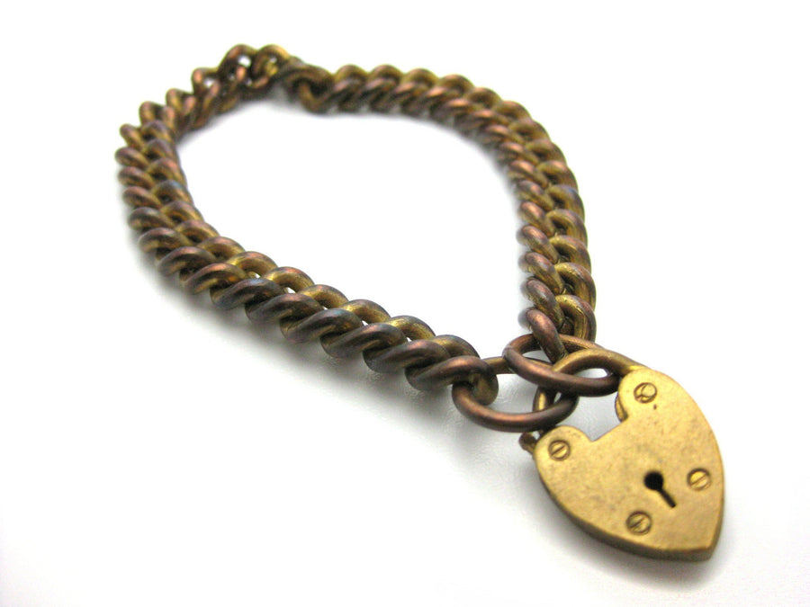 Vintage Brass Single Heart Bracelet
