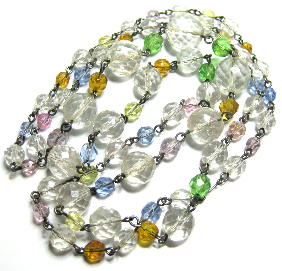 Vintage 1920s Pastel Beaded Necklace