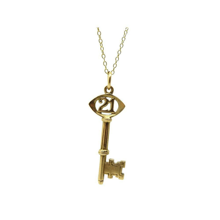 Vintage 1967 21st Birthday Yellow Gold Charm Necklace