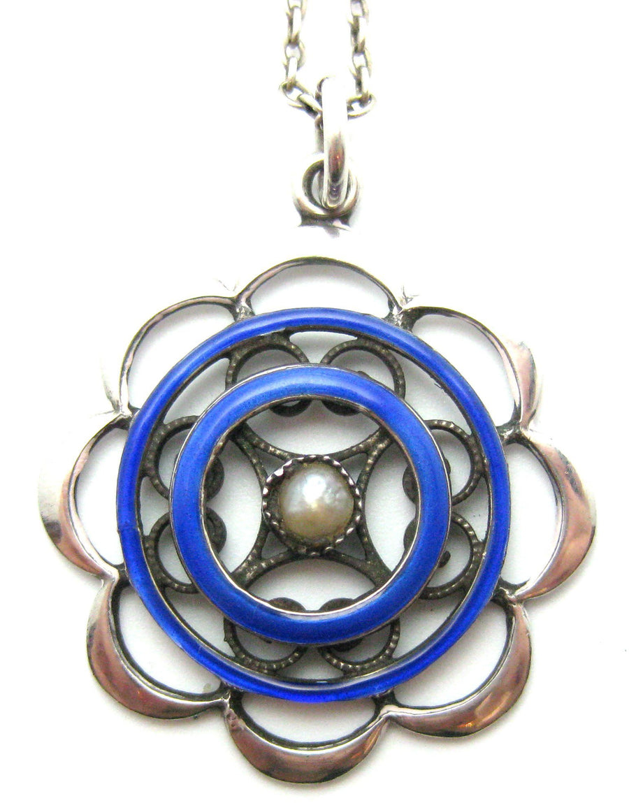 Vintage Blue Enamel Necklace
