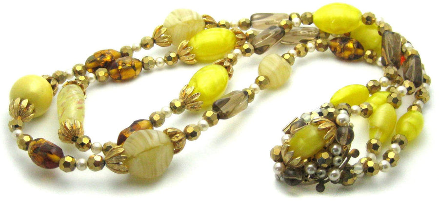 Vintage Glass Yellow Necklace