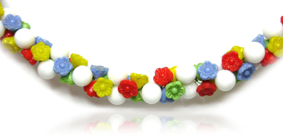 Vintage Multicoloured Glass Flower Necklace