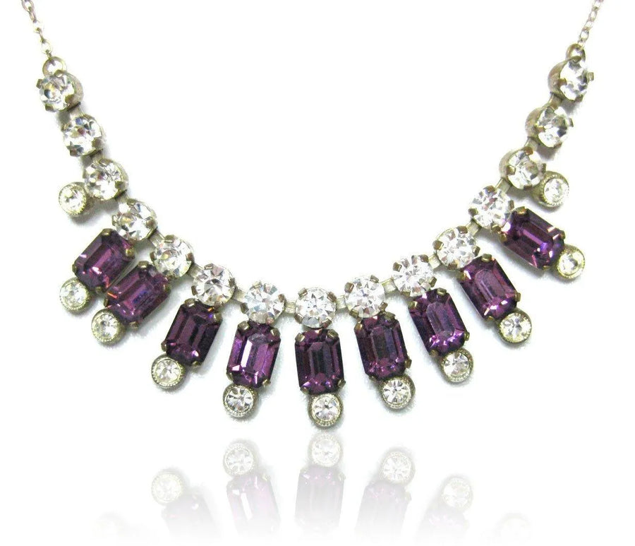Vintage Purple Paste Diamante Necklace - Mayveda Jewelry