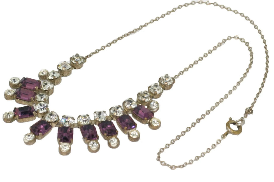 Vintage Purple Paste Diamante Necklace - Mayveda Jewelry