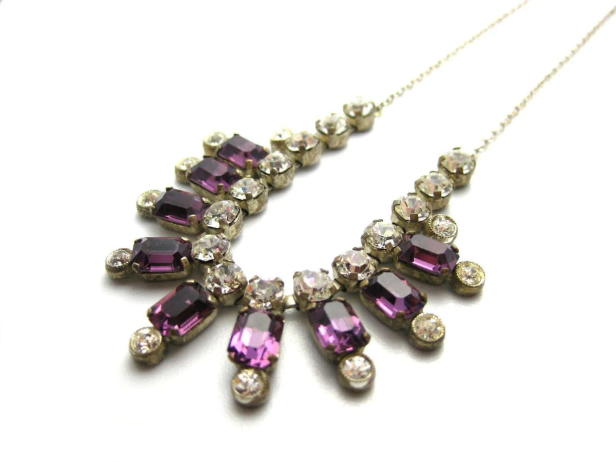 Vintage Purple Paste Diamante Necklace - Mayveda Jewelry