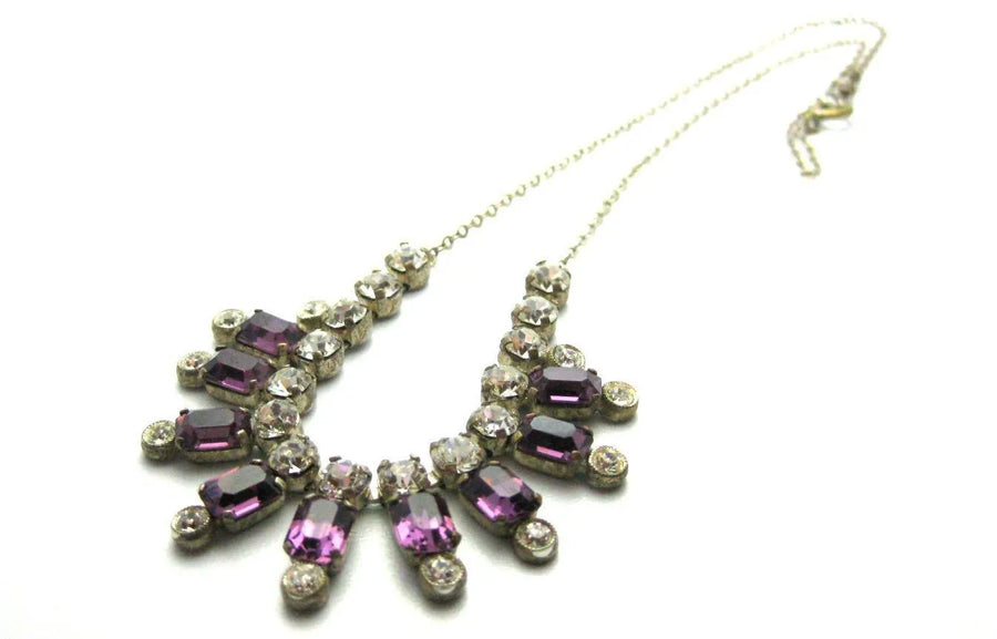 Vintage Purple Paste Diamante Necklace - Mayveda Jewelry