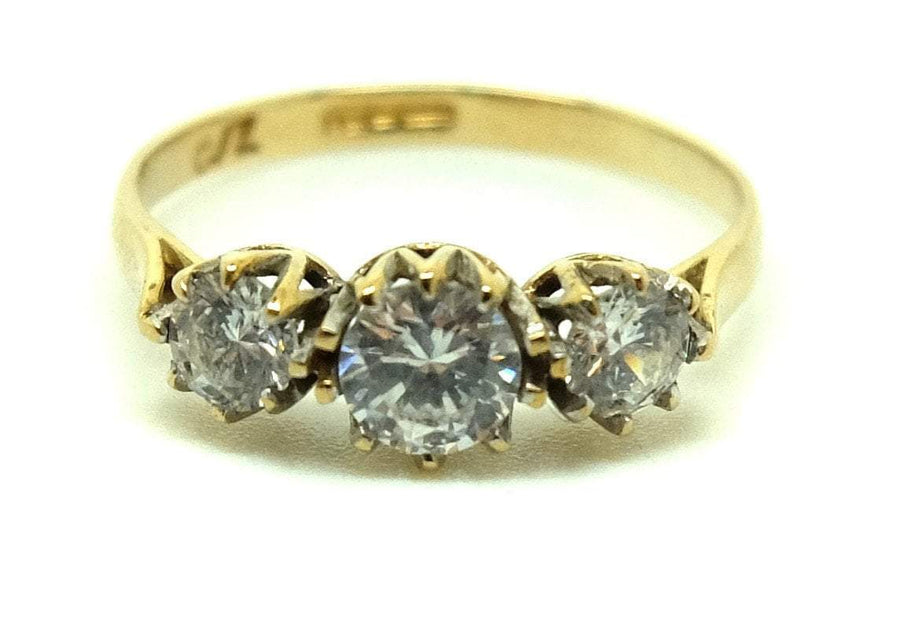 Vintage 1977 Three Stone 9ct Gold Ring (Size: M)