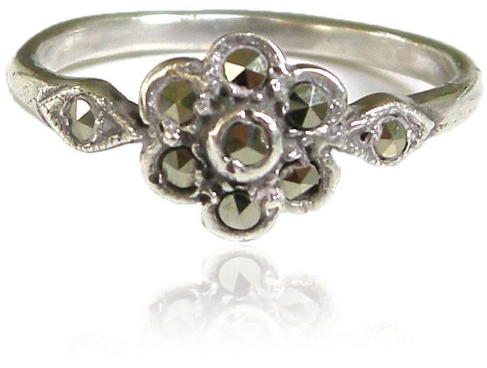 Vintage Silver Marcasite Flower Ring