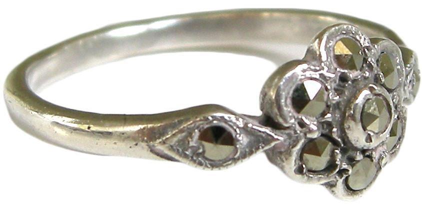 Vintage Silver Marcasite Flower Ring