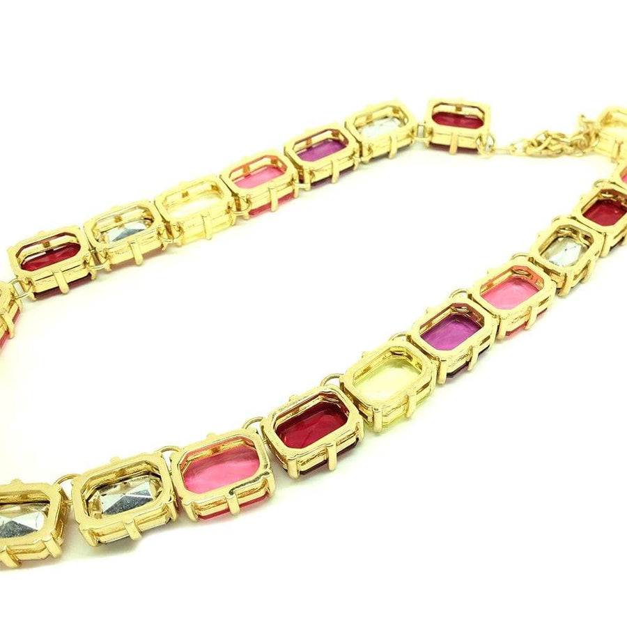 NEW Necklace Modern Pink Glass Gold Tone Graziano Designer Necklace