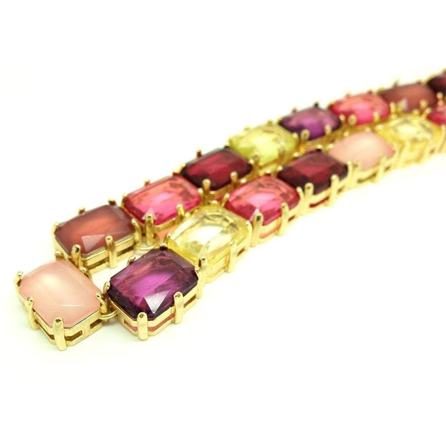 NEW Necklace Modern Pink Glass Gold Tone Graziano Designer Necklace