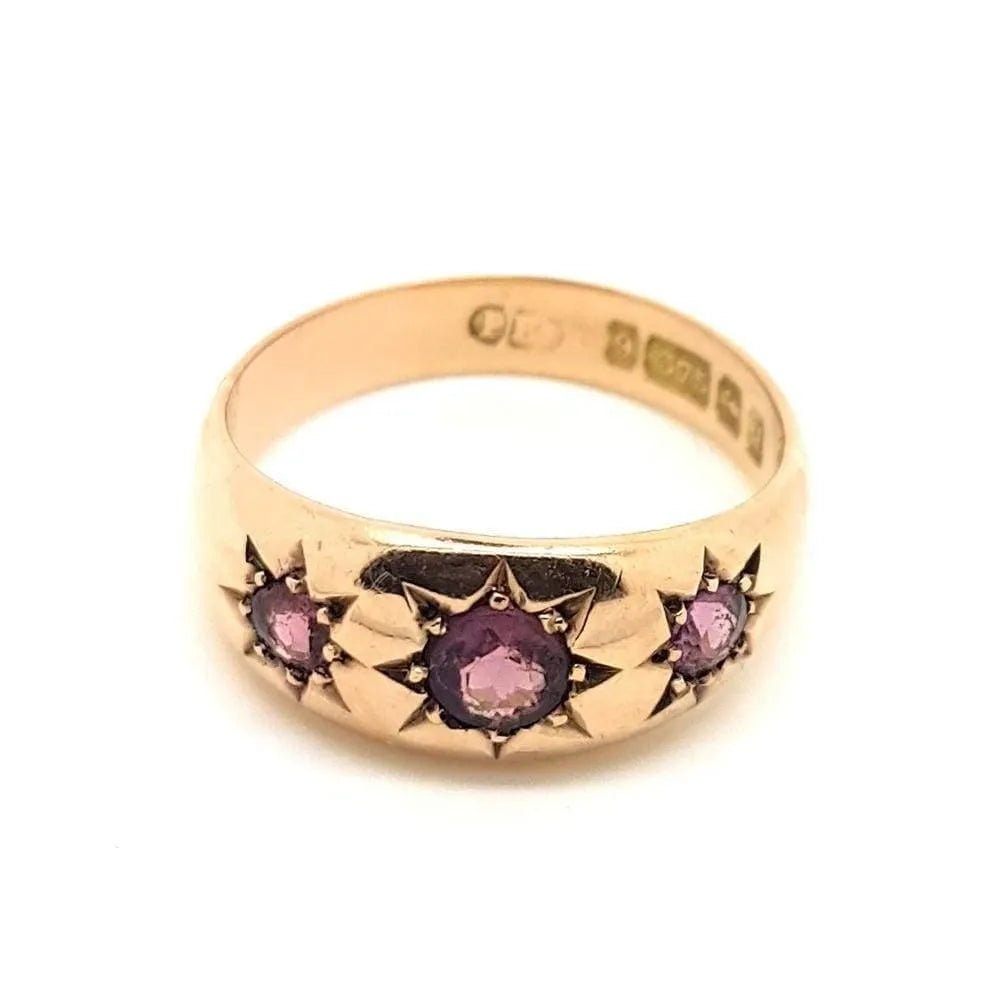 Antique 1915 9ct Rose Gold Star Celestial Gypsy Ring, view 4
