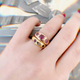Reserved - Antique 1915 9ct Rose Gold Star Celestial Gypsy Ring