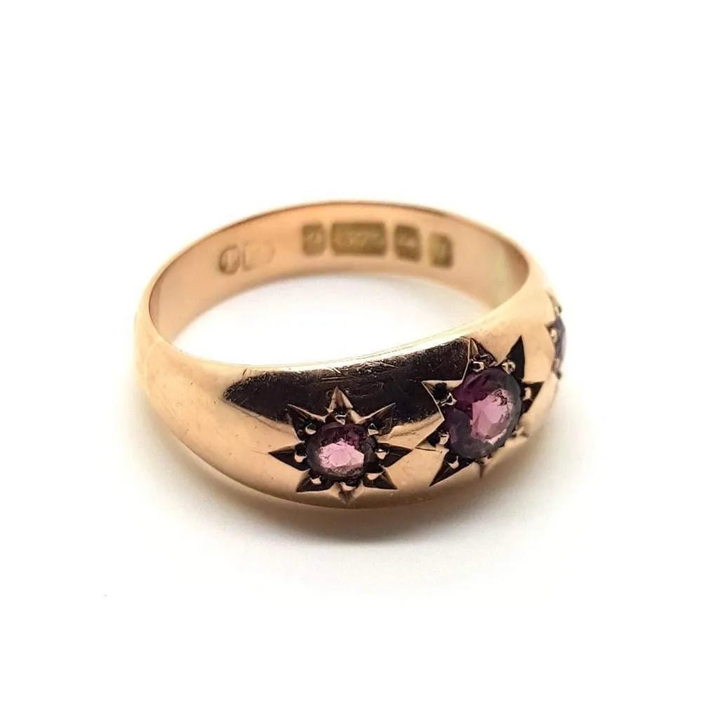 Antique 1915 9ct Rose Gold Star Celestial Gypsy Ring, view 9