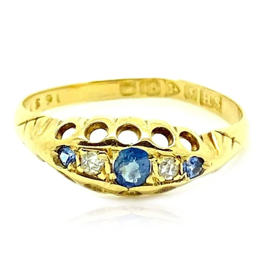 Reserved - Antique Edwardian 1906 18ct Gold Ceylon Sapphire Ring