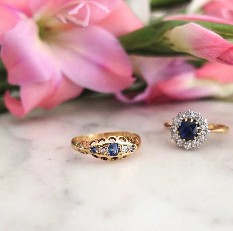 Reserved - Antique Edwardian 1906 18ct Gold Ceylon Sapphire Ring