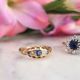 Reserved - Antique Edwardian 1906 18ct Gold Ceylon Sapphire Ring