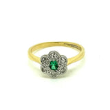 Reserved - Antique Edwardian Emerald Diamond Daisy Ring