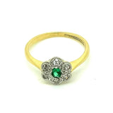 Reserved - Antique Edwardian Emerald Diamond Daisy Ring