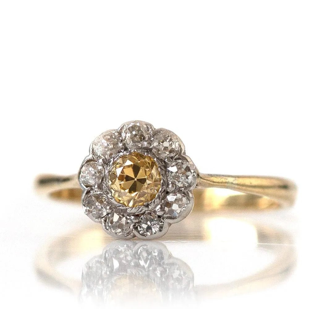 Antique Victorian 18ct Gold Fancy Yellow 1ct Diamond Ring