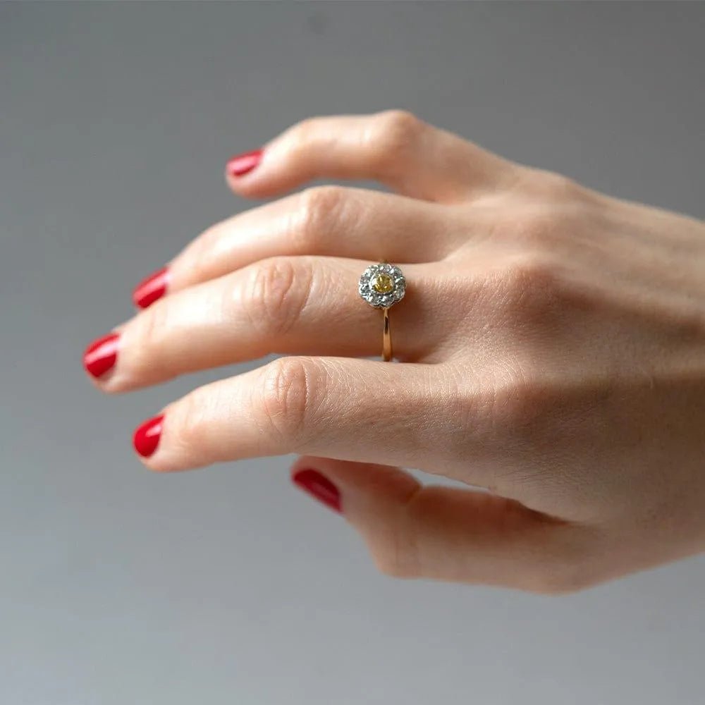 Antique Victorian 18ct Gold Fancy Yellow 1ct Diamond Ring, view 2