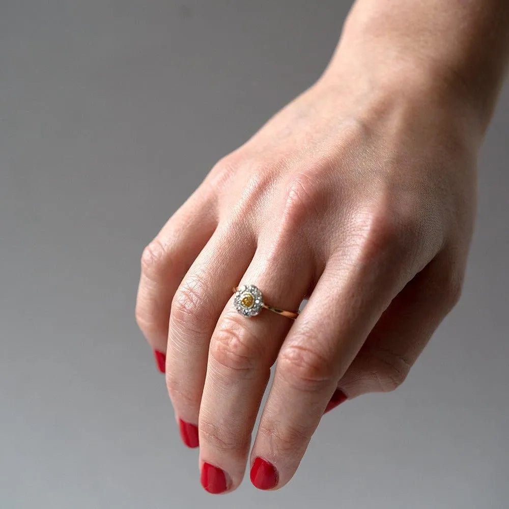 Antique Victorian 18ct Gold Fancy Yellow 1ct Diamond Ring, view 10