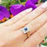 Reserved - Art Deco 1920s Blue Sapphire Diamond Platinum 18ct Gold Ring