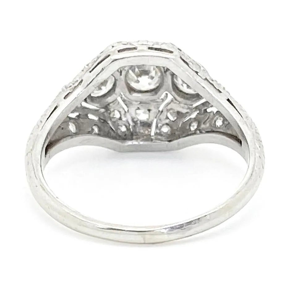 Bague de fiançailles Art Déco des années 1920 en platine 0,62 ct avec diamants, view 6