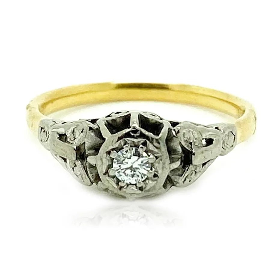 Vintage 1920s Platinum 18ct Gold Diamond Ring