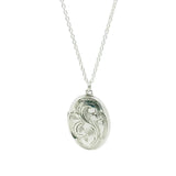 Reserved - Vintage 1950s Oval Engraved Silver Locket Necklace