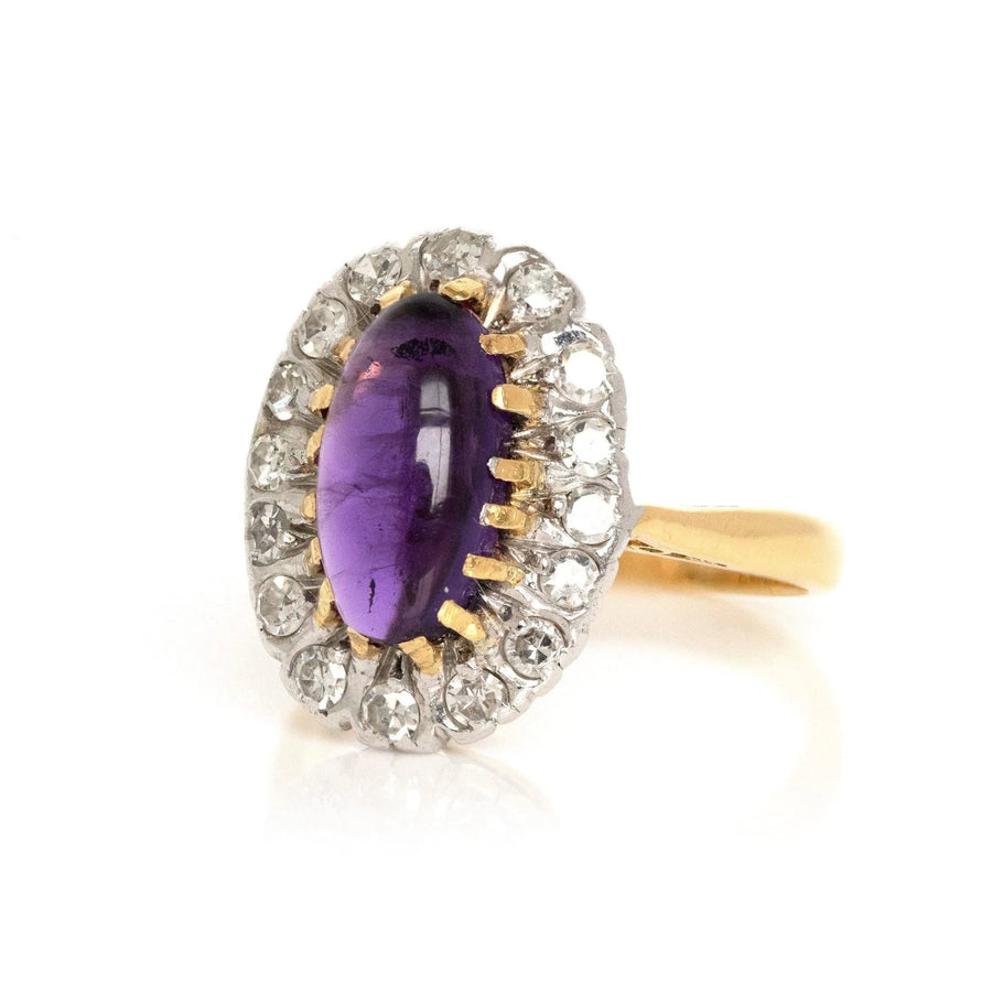 Reserved - Vintage 1971 Amethyst Diamond 18ct Gold Ring