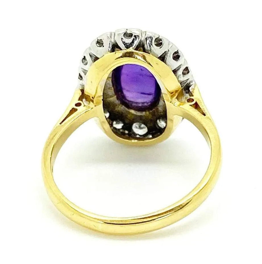 Reserved - Vintage 1971 Amethyst Diamond 18ct Gold Ring