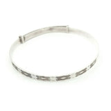 Reserved - Vintage 1980s Star Engraved Silver Bangle Bracelet