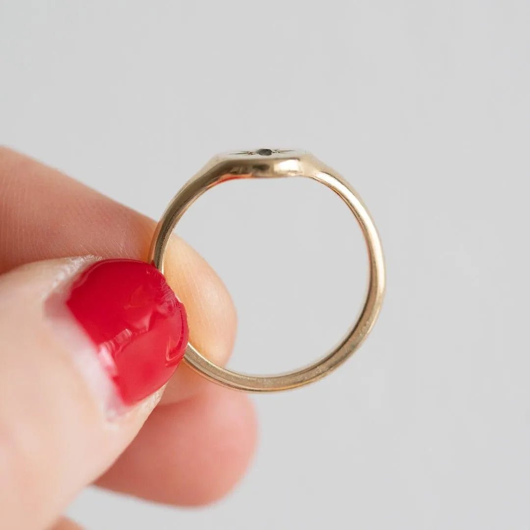 Ada Forget-Me-Not 14K or 18K Gold Personalized Signet Ring, view 11