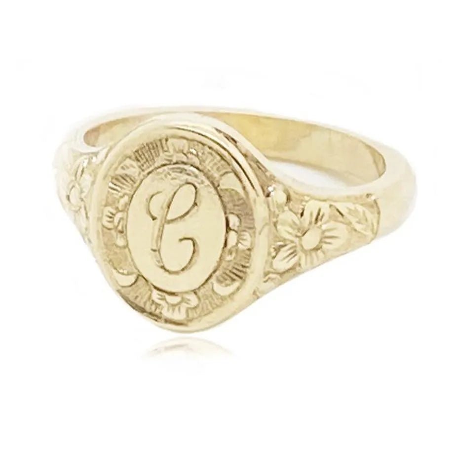Ada Renewal Hand-Engraved 14K or 18K Gold Signet Ring, view 11