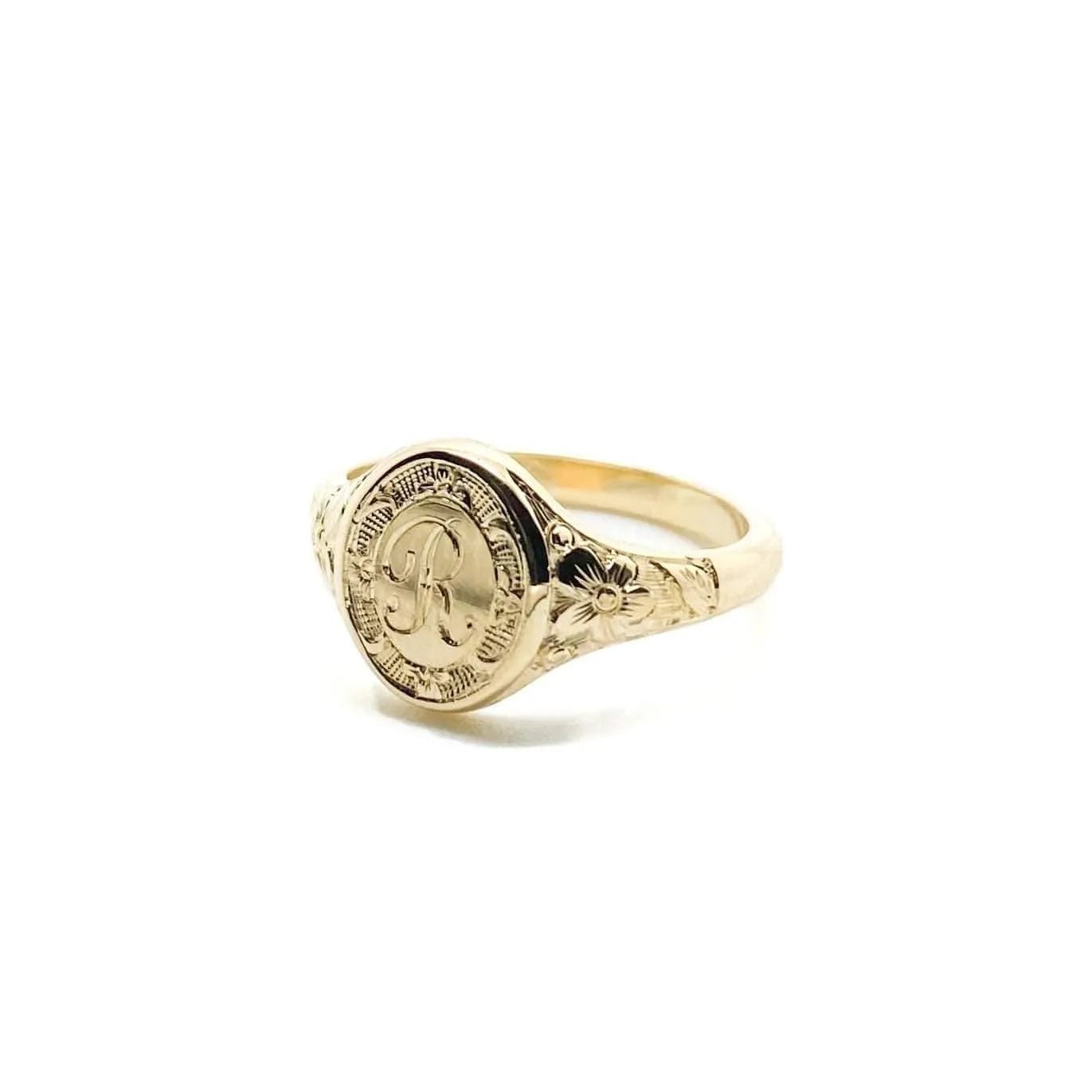 Ada Renewal Hand-Engraved 14K or 18K Gold Signet Ring, view 12