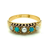 SOLD - Antique Victorian Turquoise Pearl 18ct Gold Ring