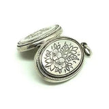 SOLD - Grace - Antique Victorian Engraved Oval Silver Flower Locket Necklace