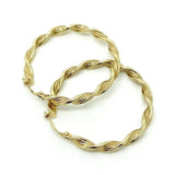 SOLD - Vintage 1980s 9ct Gold Hoop Large Twisted Earrings