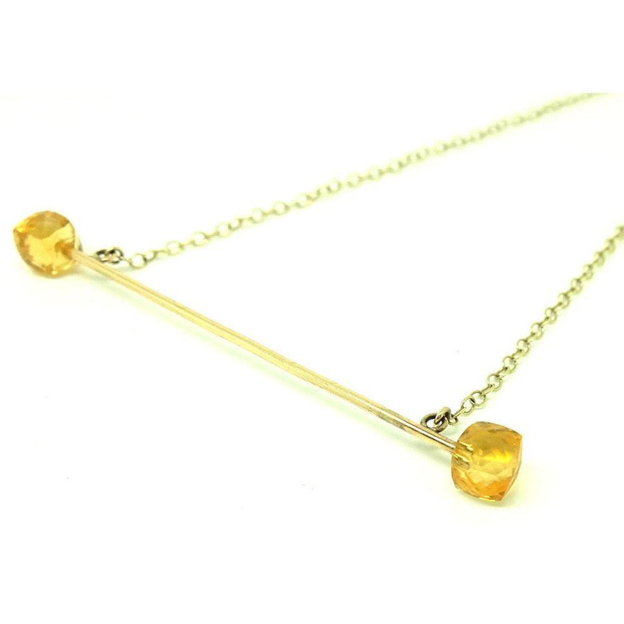 Bobbie Necklace | Handmade 9ct Yellow Gold Citrine Gemstone Bar Necklace