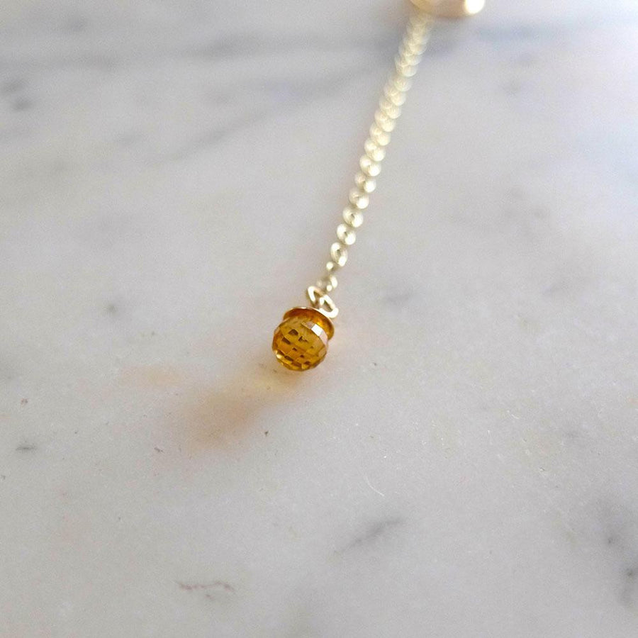 Bobbie Necklace | Handmade 9ct Yellow Gold Citrine Gemstone Lariat Necklace