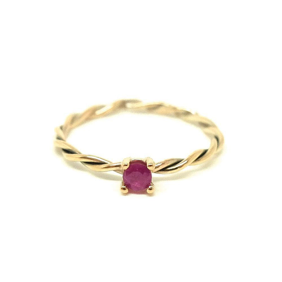 Handmade Twisted 9ct Yellow Gold Ruby Ring