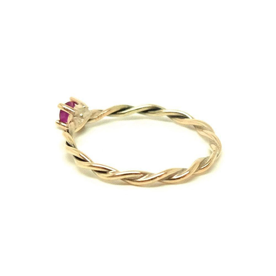 Handmade Twisted 9ct Yellow Gold Ruby Ring