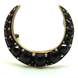 Victorian antique Garnet Gold Crescent Moon Brooch