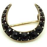 Victorian antique Garnet Gold Crescent Moon Brooch