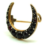 Victorian antique Garnet Gold Crescent Moon Brooch